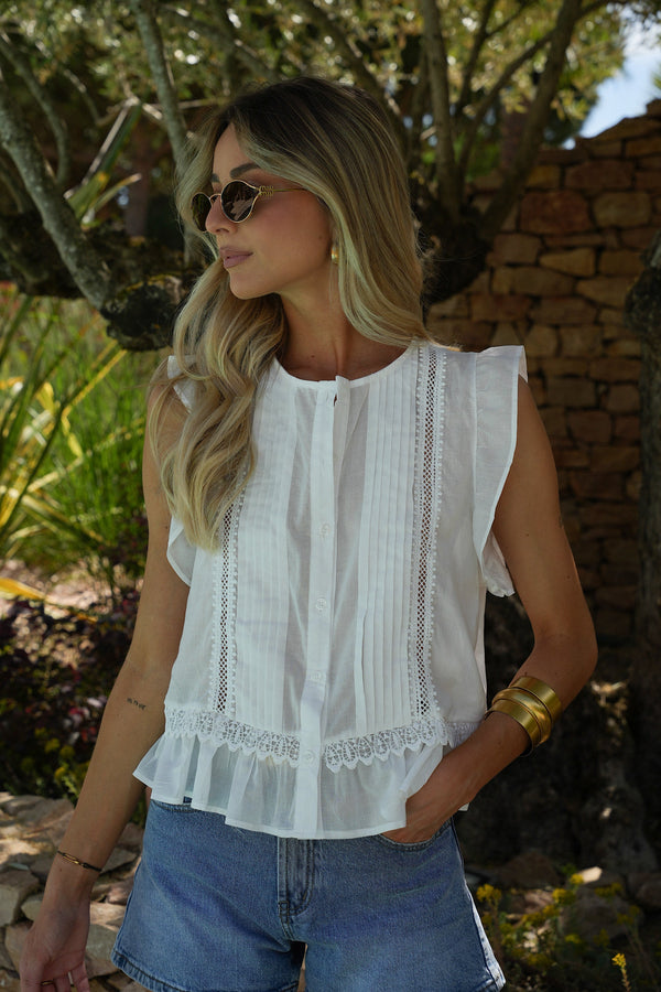 Blouse Brodée Ayem - Blanche