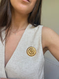 Broche Vintage - Motif Floral Doré