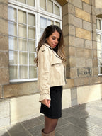 Jihane beige faux suede jacket