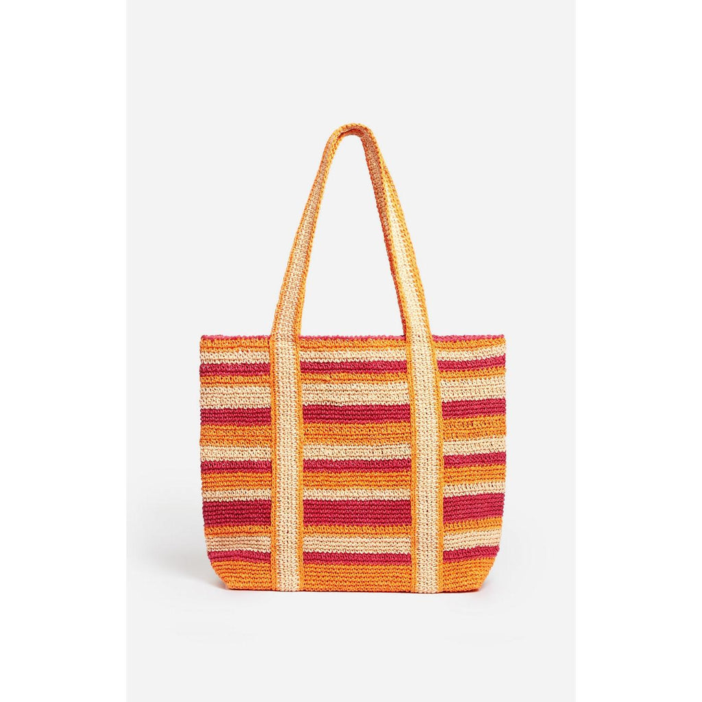Large Raffia Paper Tote - Multico/Orange