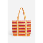 Large Raffia Paper Tote - Multico/Orange