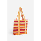 Large Raffia Paper Tote - Multico/Orange