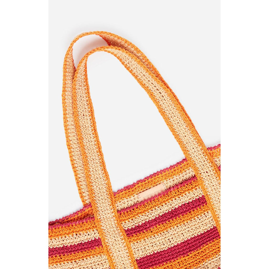 Large Raffia Paper Tote - Multico/Orange