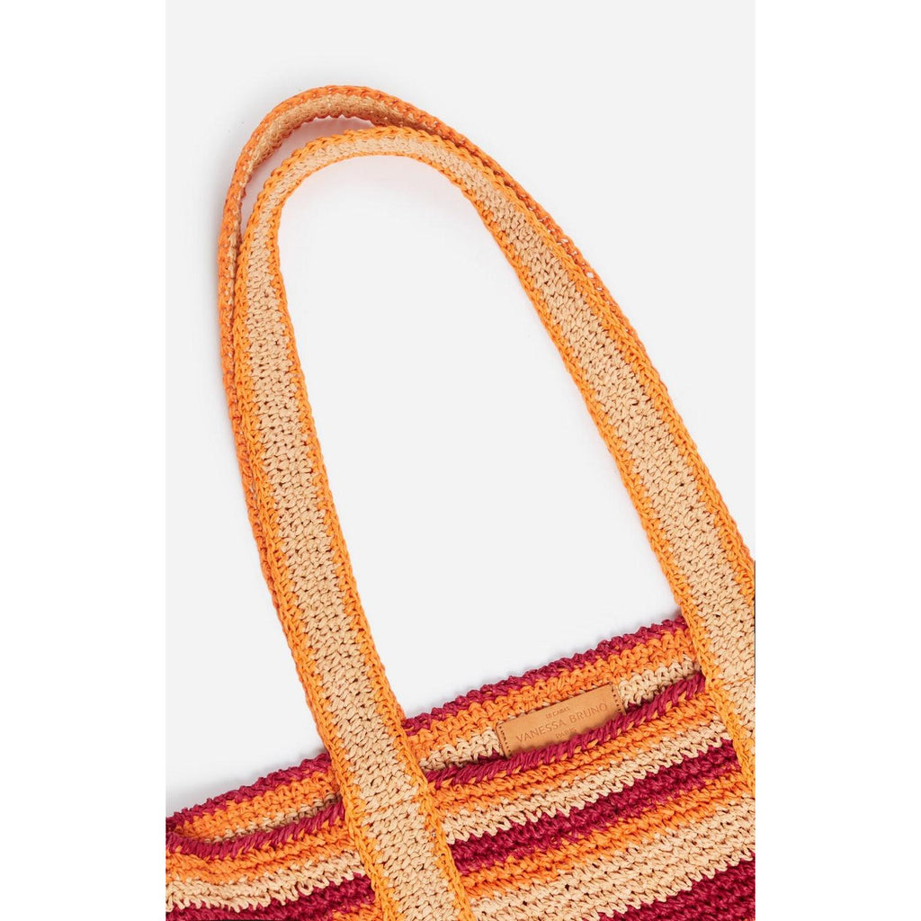 Large Raffia Paper Tote - Multico/Orange