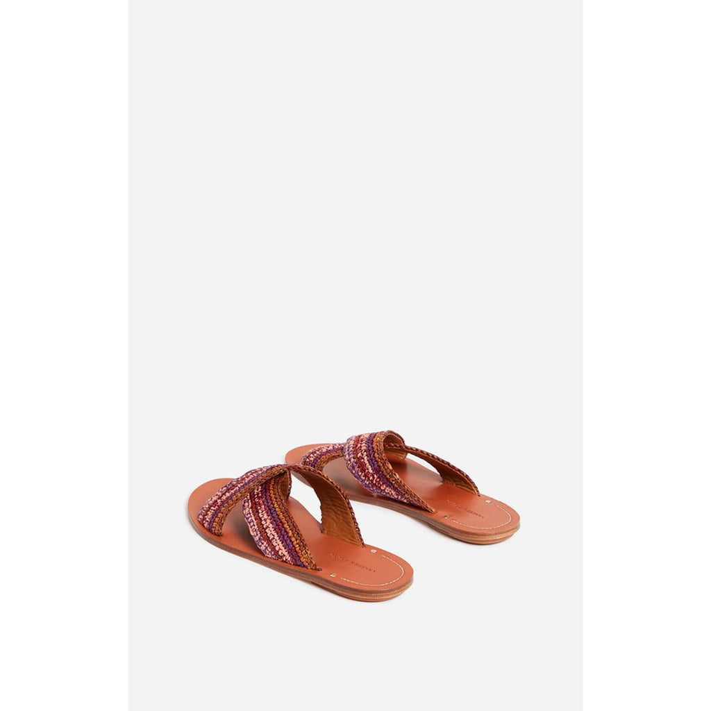 Sandales En Raphia & Cuir - Multico/Rose