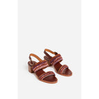 Sandales En Raphia & Cuir - Multico/Rose