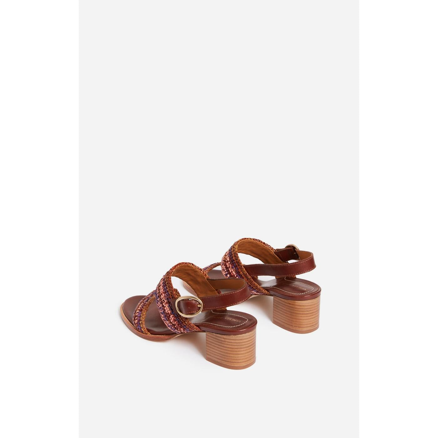Sandales En Raphia & Cuir - Multico/Rose