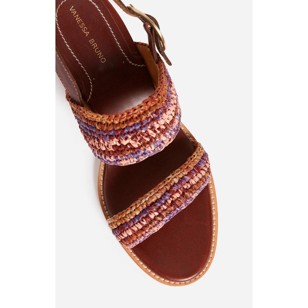 Sandales En Raphia & Cuir - Multico/Rose