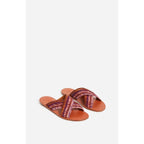 Mules En Raphia & Cuir - Multico/Rose