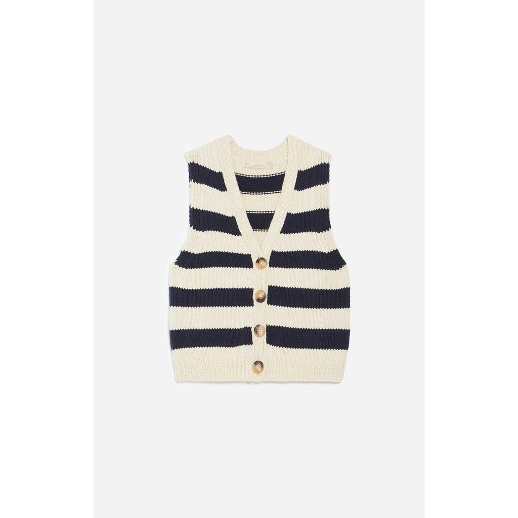 Dounya Cardigan - Ecru & Navy