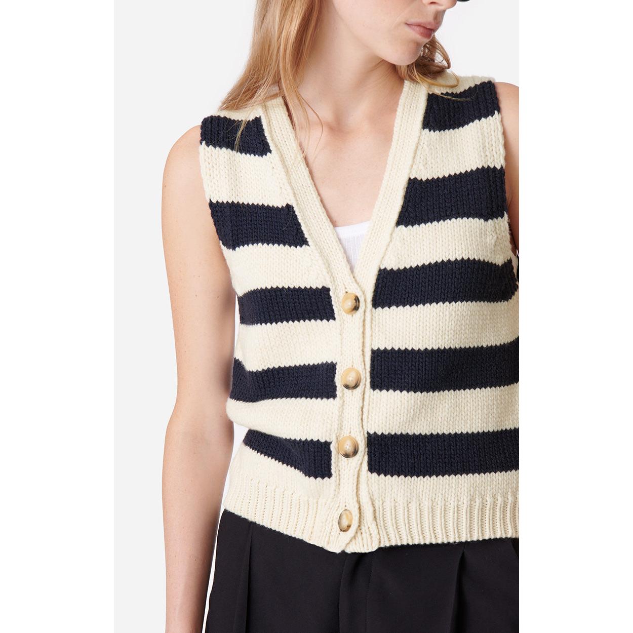 Dounya Cardigan - Ecru & Navy