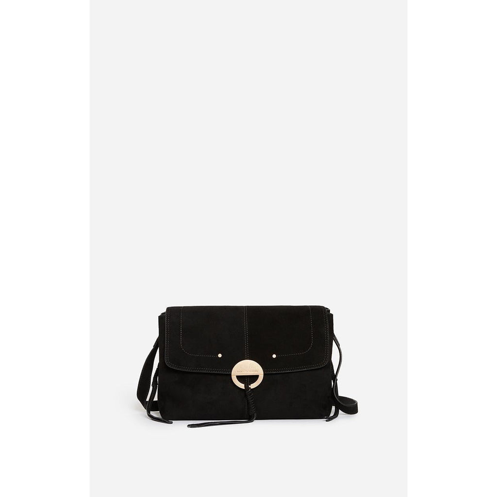 Large Othilia Velvet Leather Bag - Black