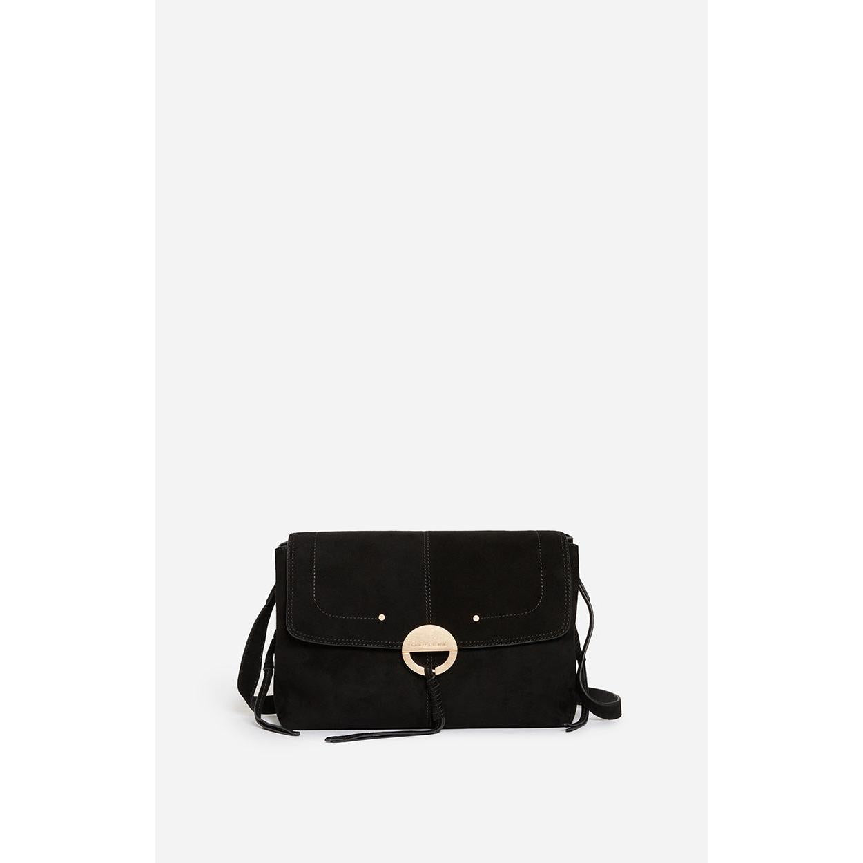 Large Othilia Velvet Leather Bag - Black
