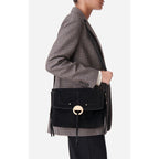 Large Othilia Velvet Leather Bag - Black