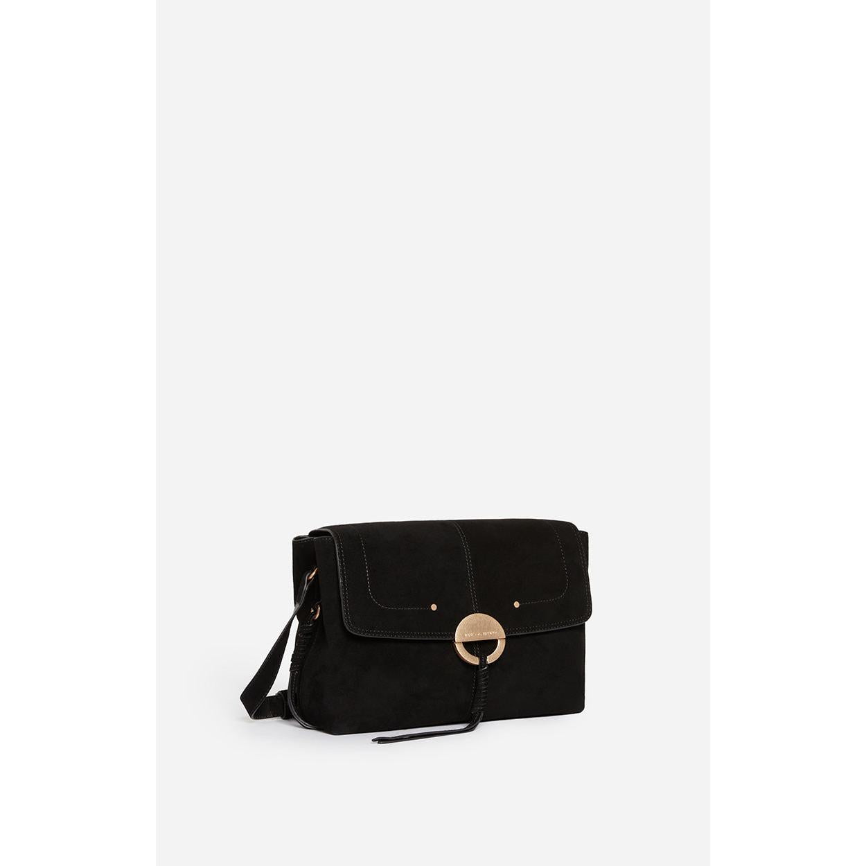 Large Othilia Velvet Leather Bag - Black