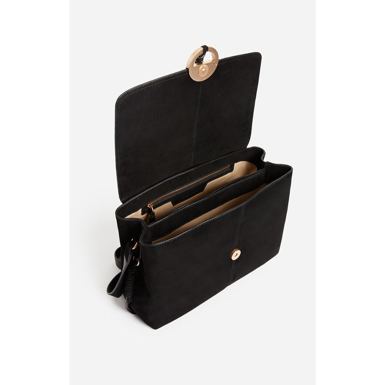 Large Othilia Velvet Leather Bag - Black