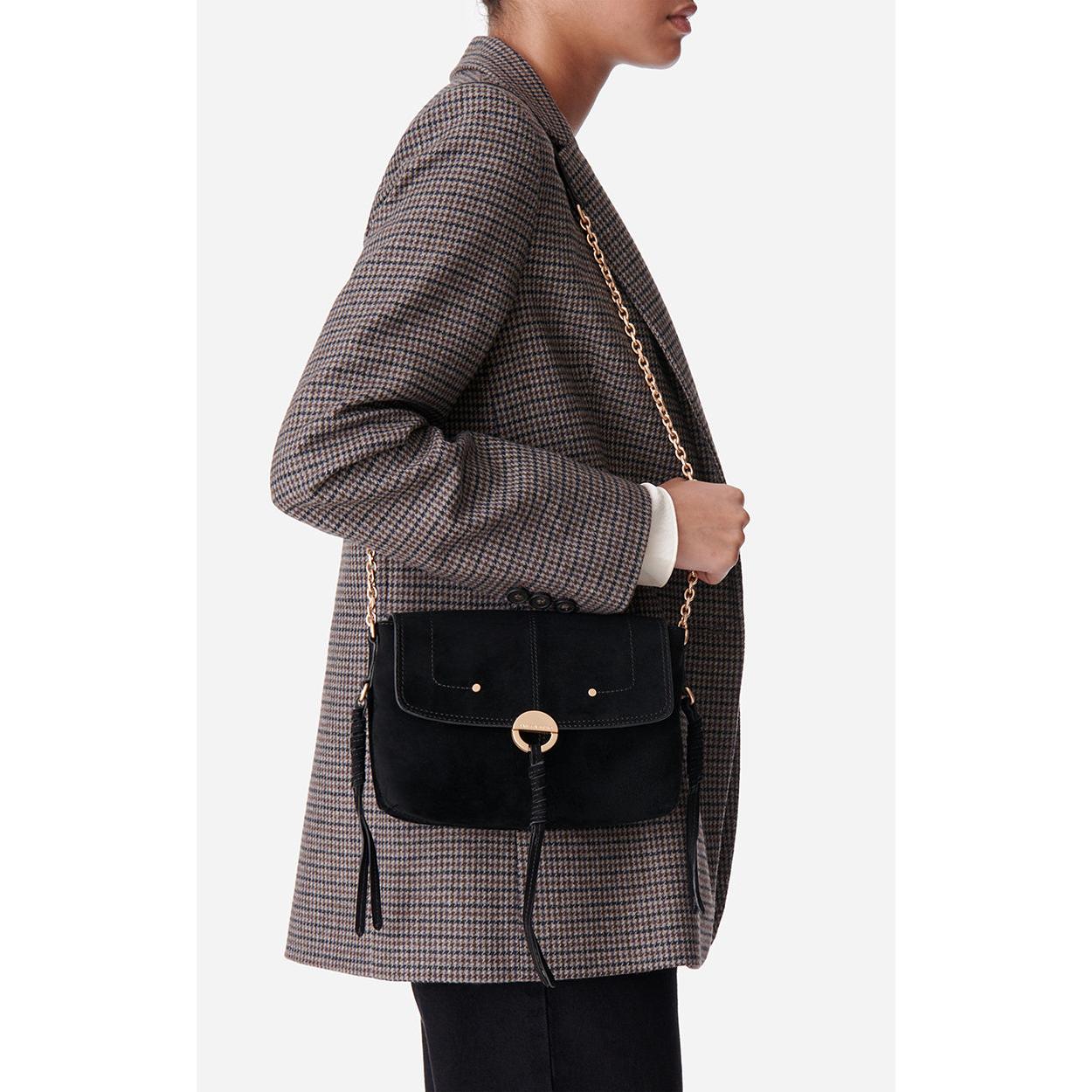 Small Othilia Velvet Leather Bag - Black