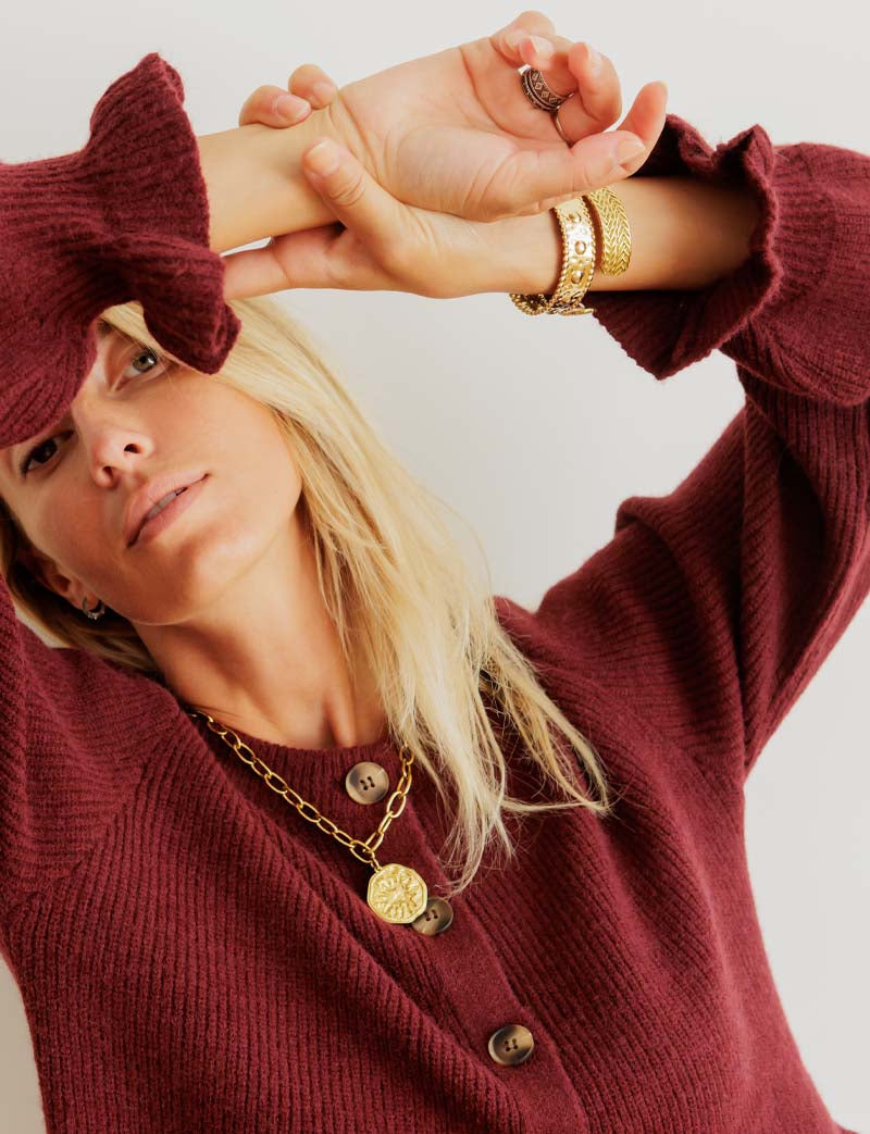 Bordeauxrød Cardigan Edwin