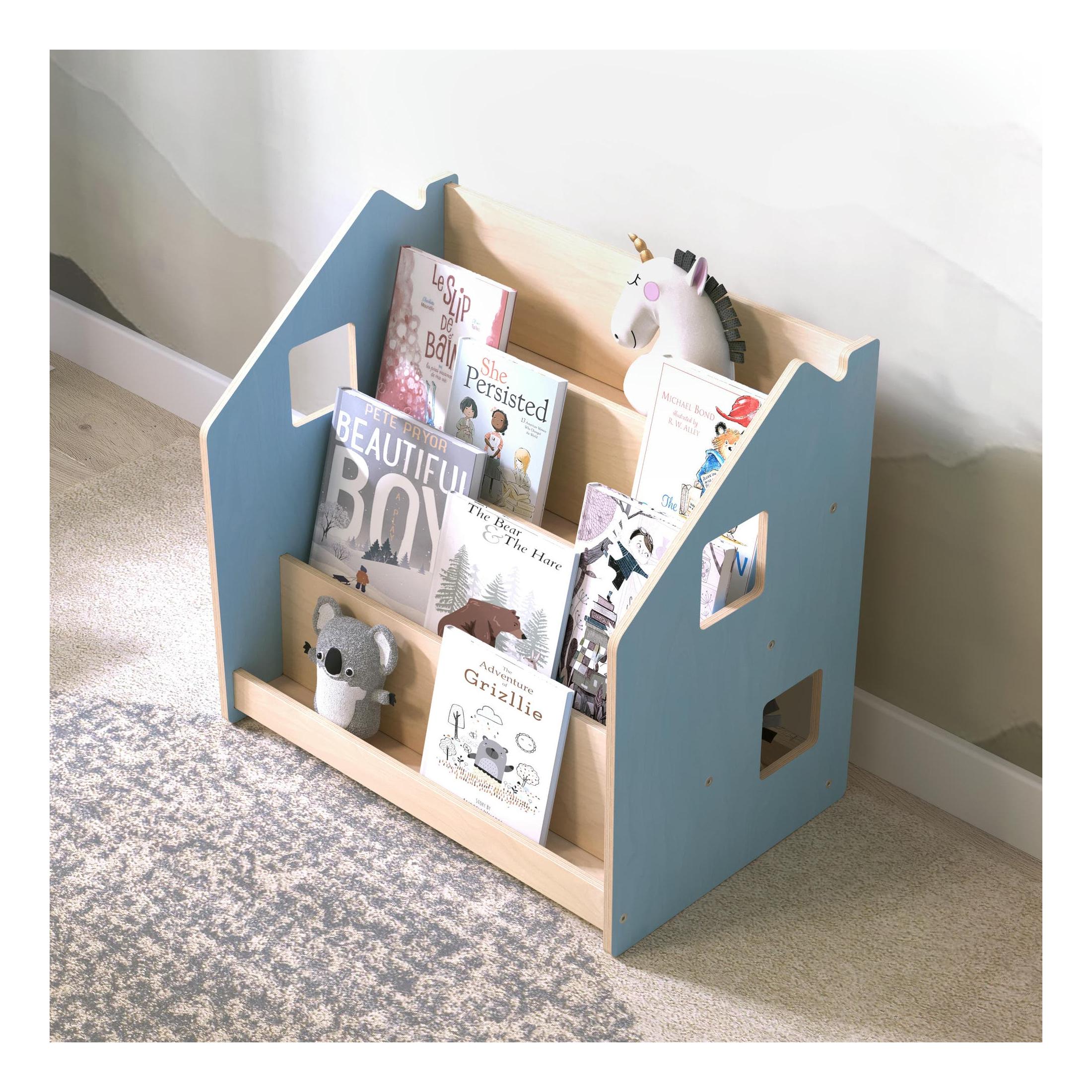 Bibliothèque Enfant – Bleu Clair & Rose
