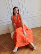 Orange Blommig Klänning Carmela