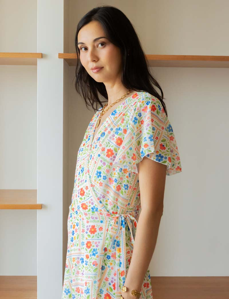 Blommig patchworkklänning Hasina
