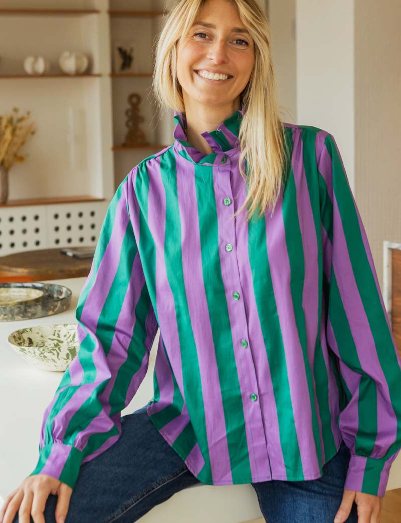 Camisa Morada & Verde Gustava