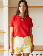 Kevy White & Yellow Floral Shorts