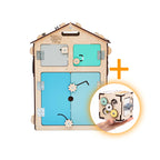 Duo Busy Board Natura Playhouse y cubo interactivo