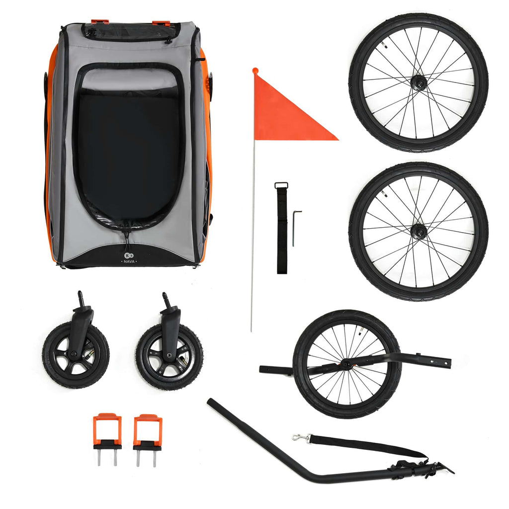 Nava Orange 3-in-1 Child Bike Trailer