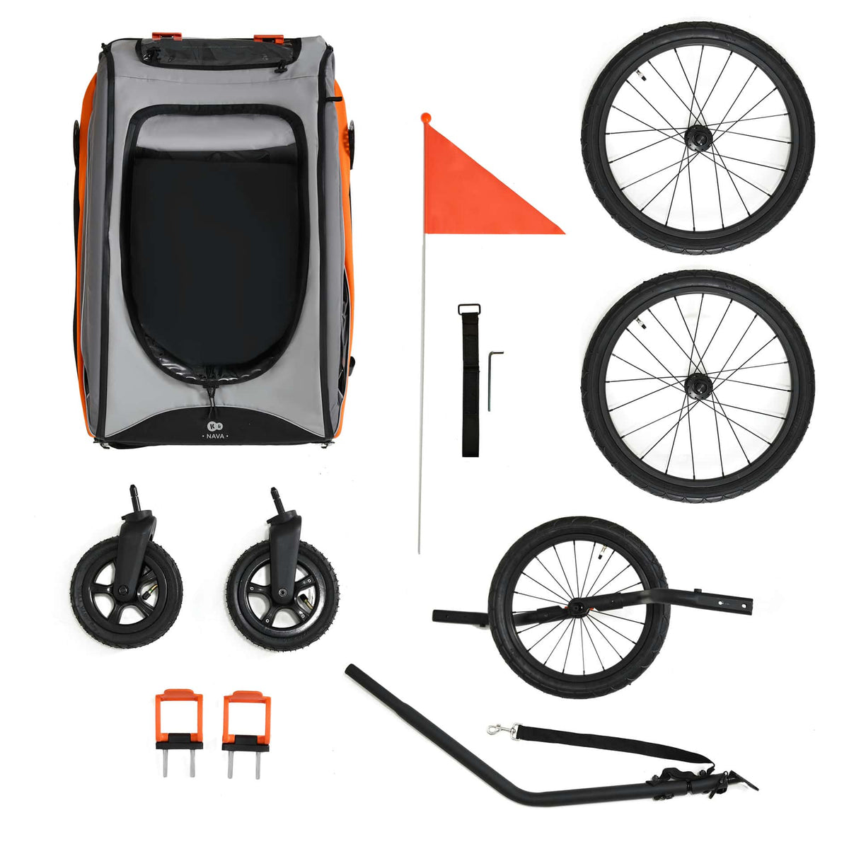 Nava Orange 3-in-1 Child Bike Trailer