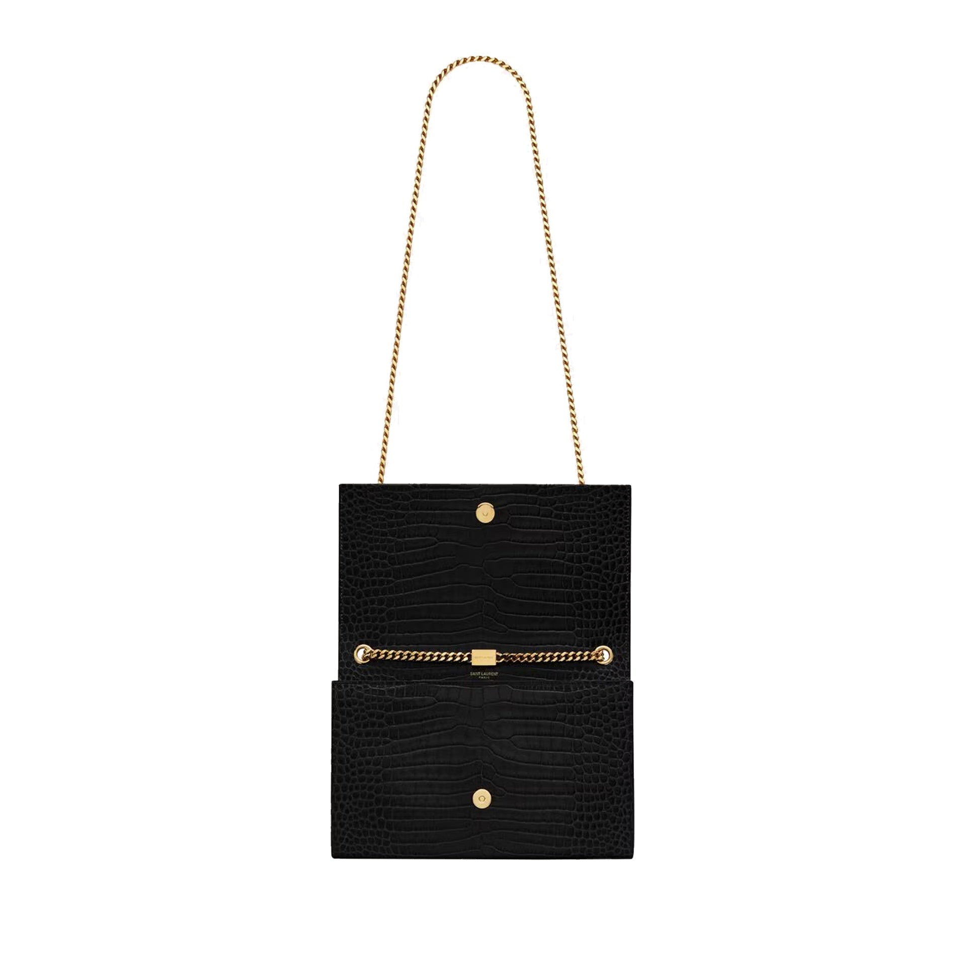 Saint Laurent - Sac Kate Medium Tassel Crocodile Embossed Leather - Femme - Black