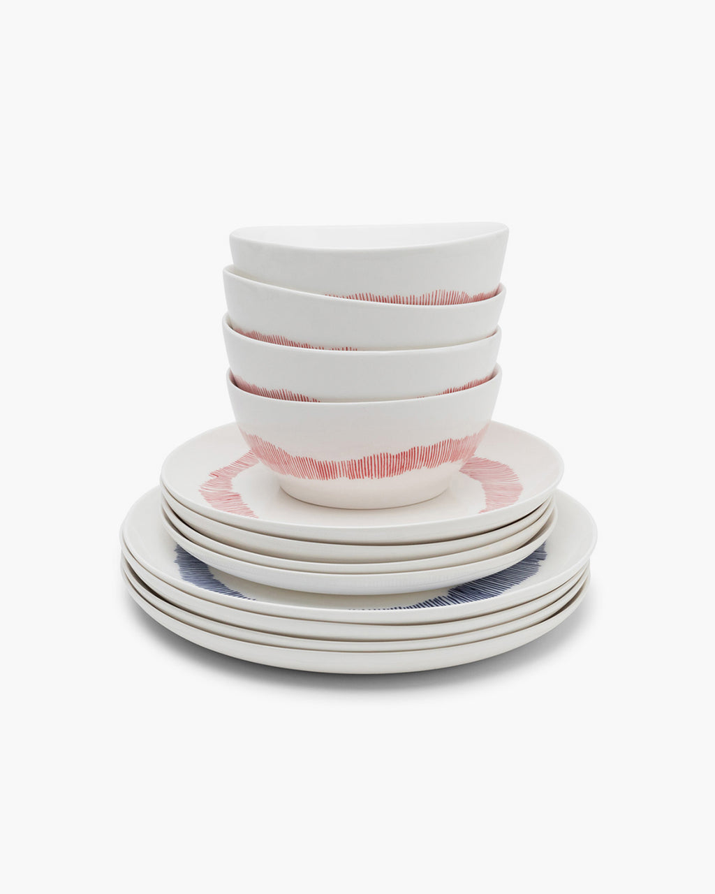 Feast – 12-teiliges Starter-Set – Steingut – White Stripes
