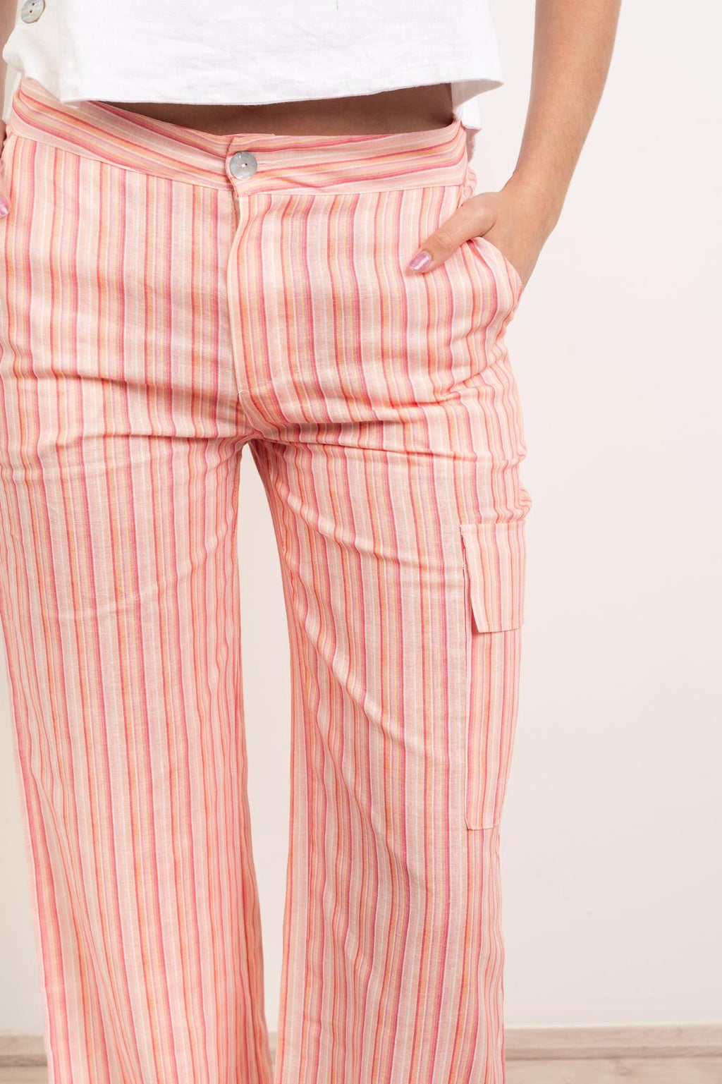 Pantalón tailandés de lino rosa