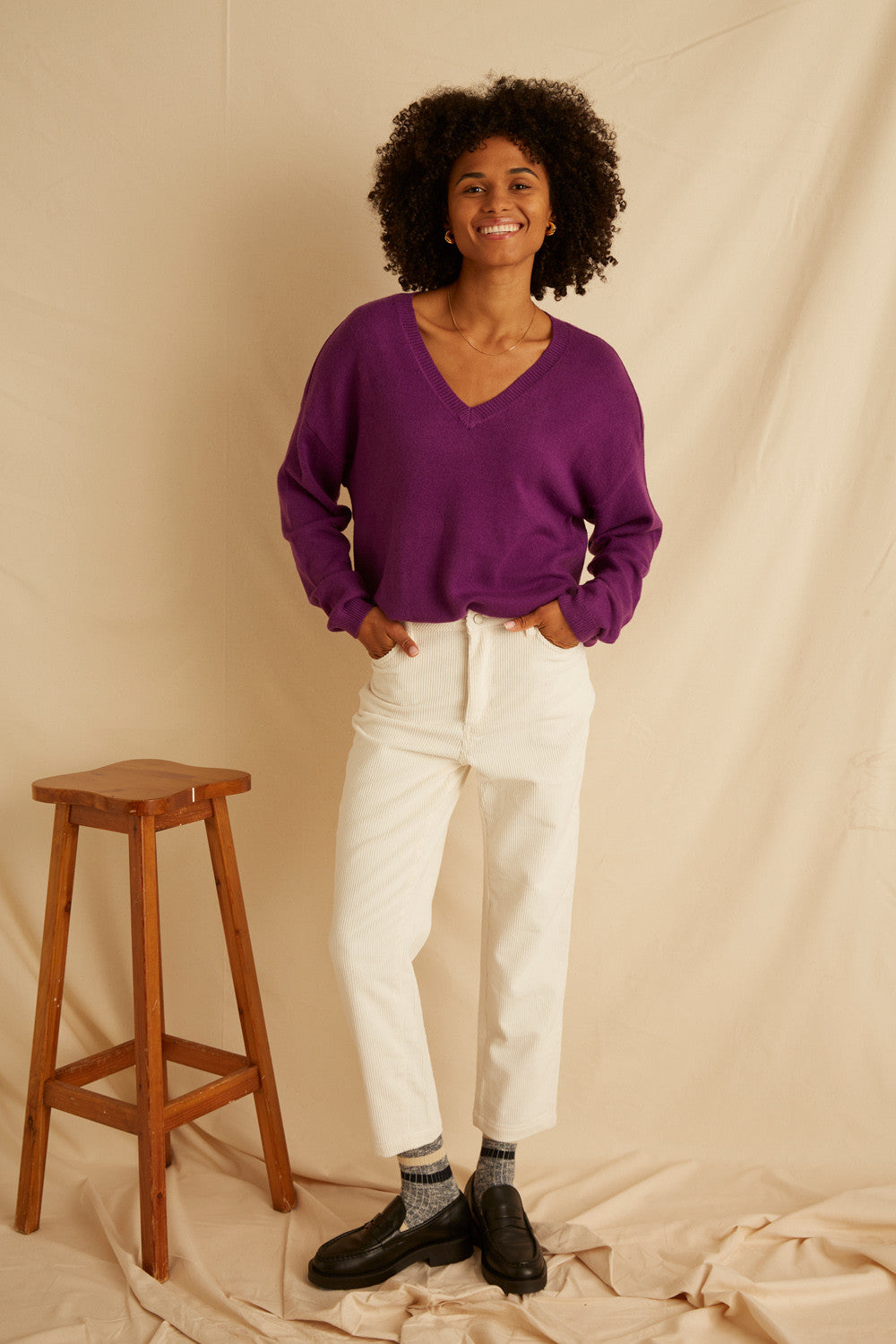 Pantalon Poinsettia - Velours Ecru