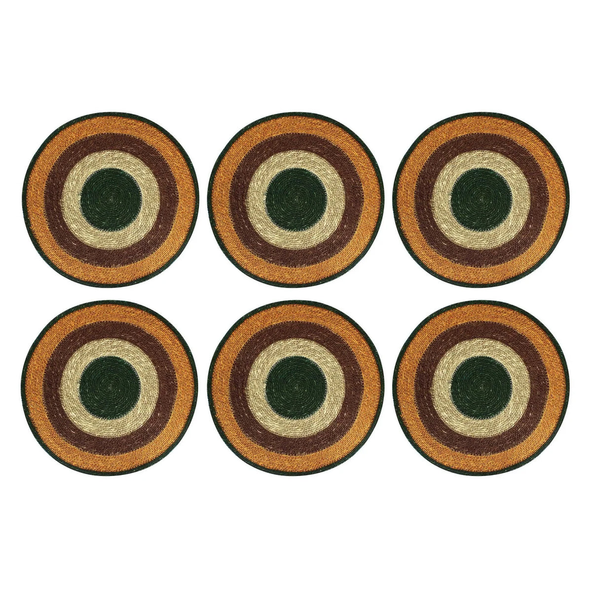 Luna - Set di 6 tovagliette - 38 cm - Giunco marino naturale e terracotta