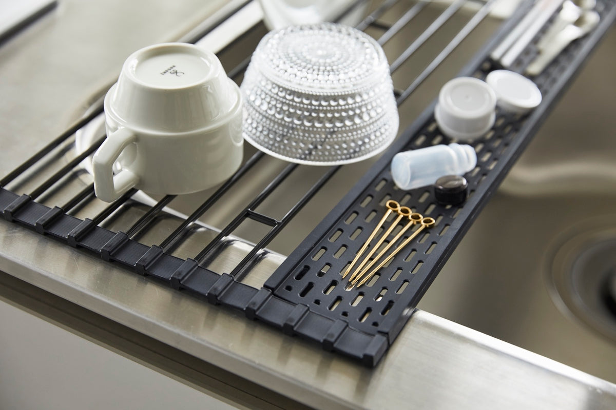 Folding Dish Drying Rack - Tower - Black
