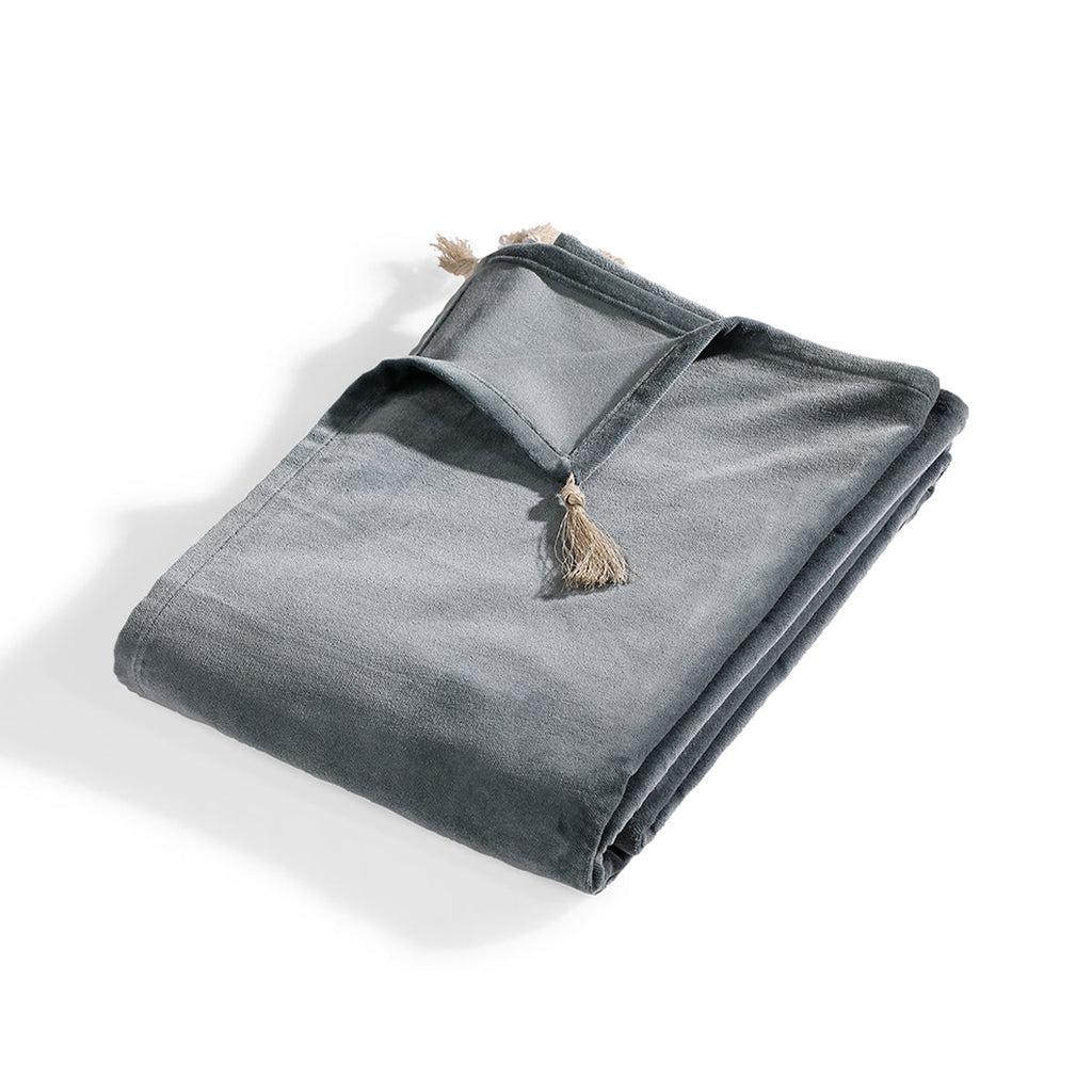 Danube - Bed Runner - Cotton Velvet - Storm Blue
