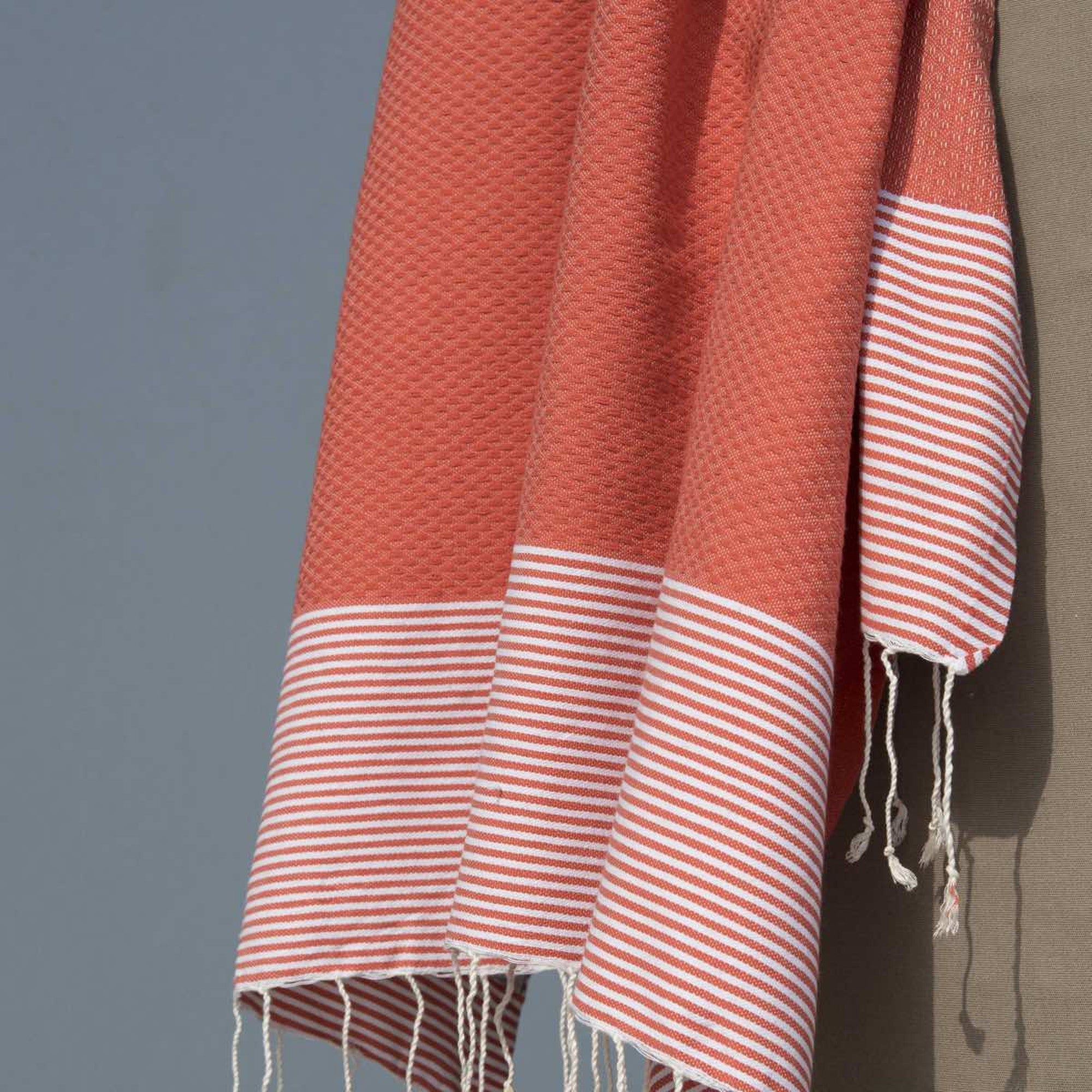 Ibiza - Fouta Panal de Abeja - Coral Naranja