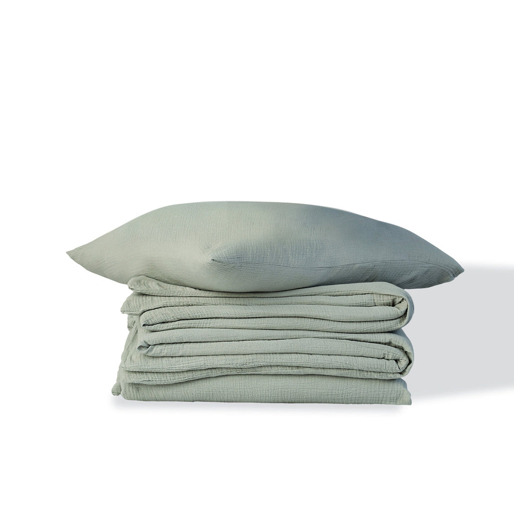 Carla - Juego De Cama - Gasa De Algodón - Verde Céladon