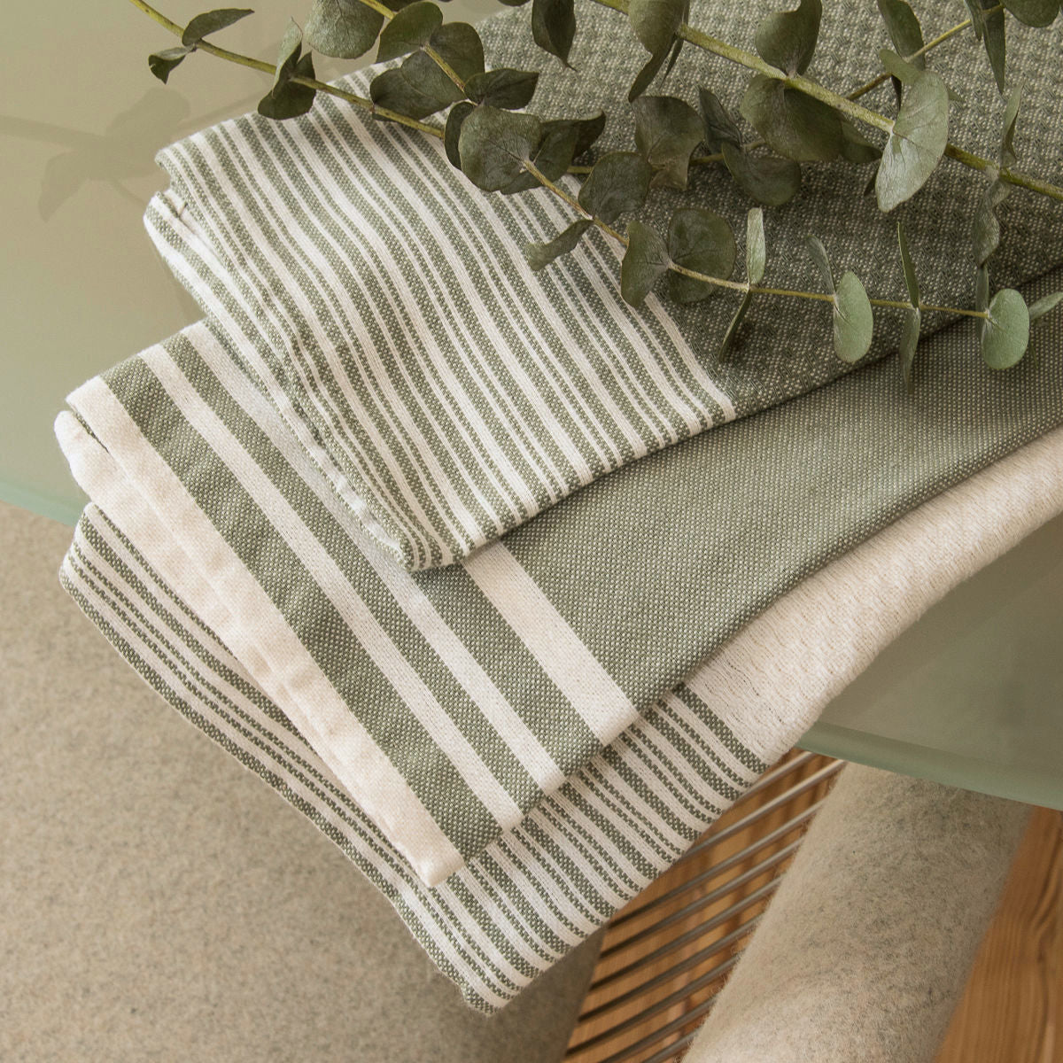 Mahdia - Tea Towel (X3) - Olive Green