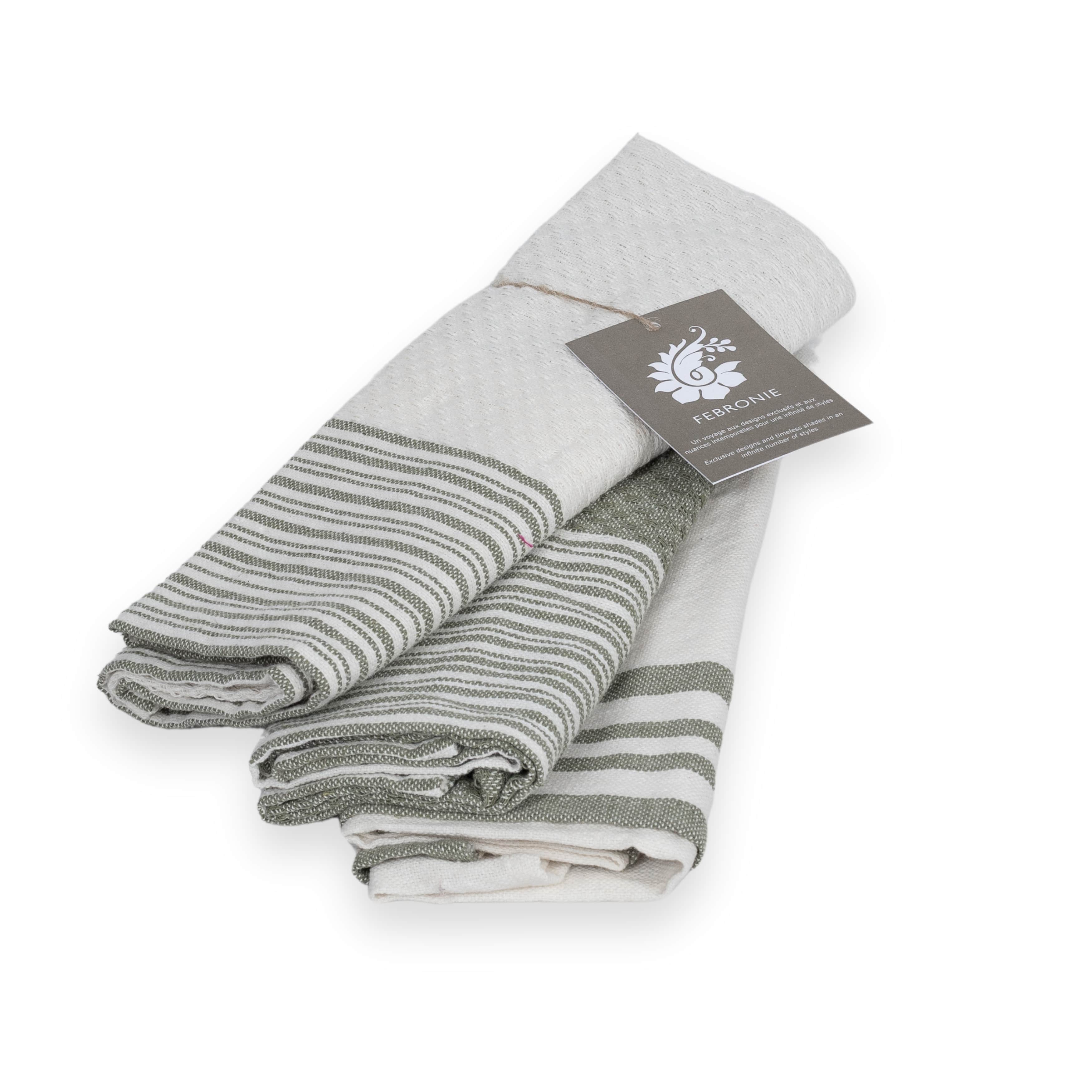 Mahdia - Tea Towel (X3) - Olive Green