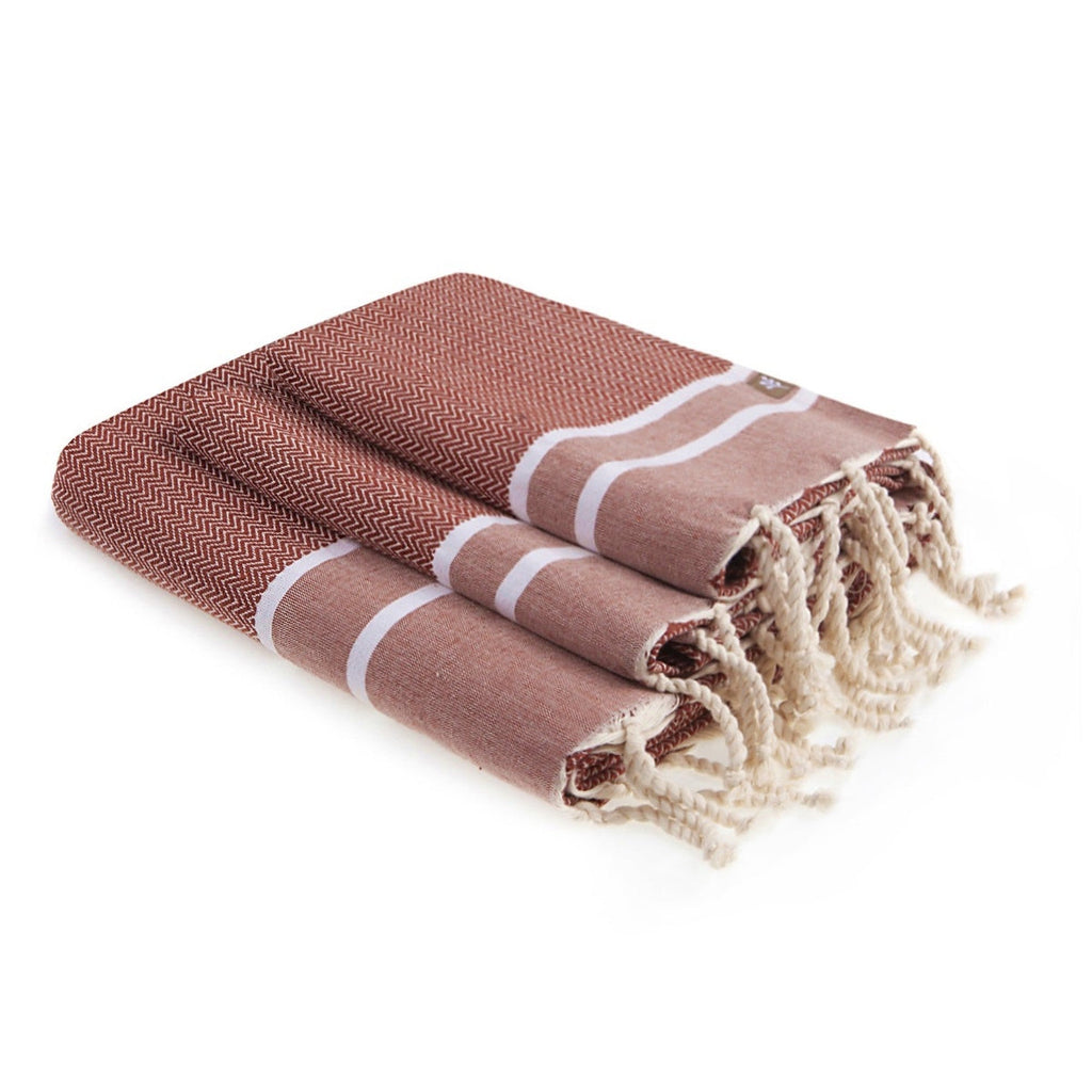Stockholm - Bath Foutas (1 Large and 2 Small) - Terracotta Red