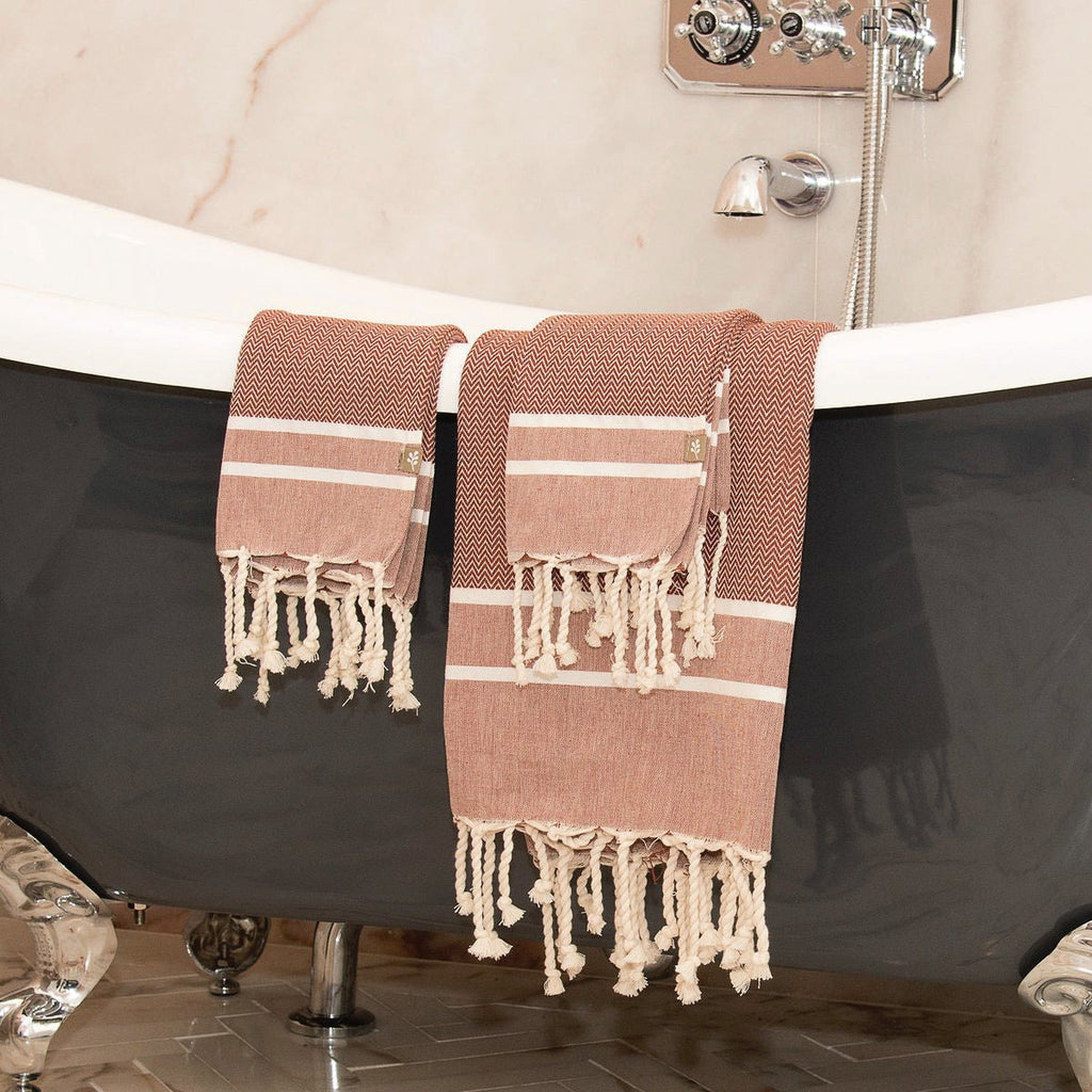 Stockholm - Bath Foutas (1 Large and 2 Small) - Terracotta Red