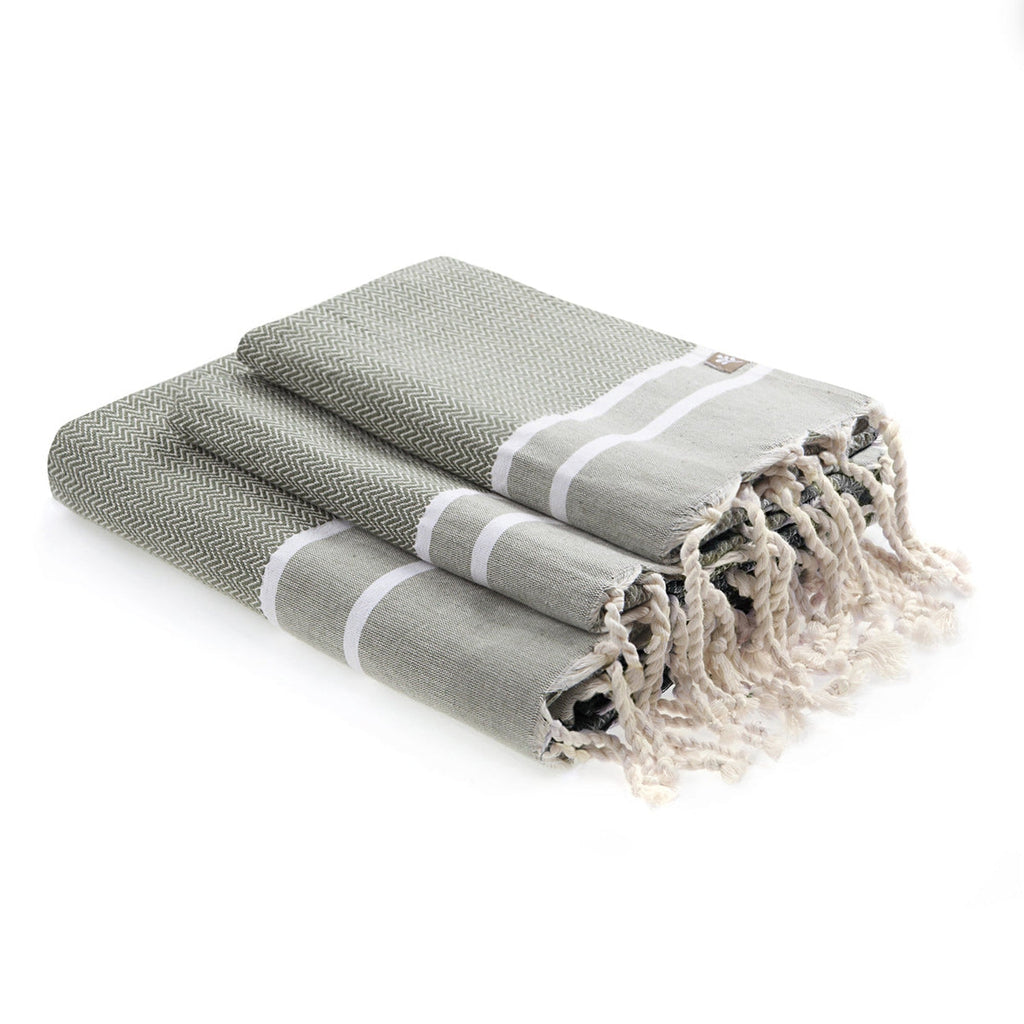 Stockholm - Foutas De Bain (1 Grande Et 2 Petites) - Vert Olive