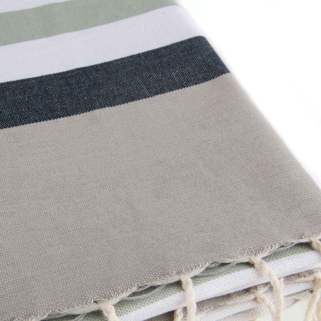 Arcachon - Fouta Tricolore - Eau De Nil/Jean Blue