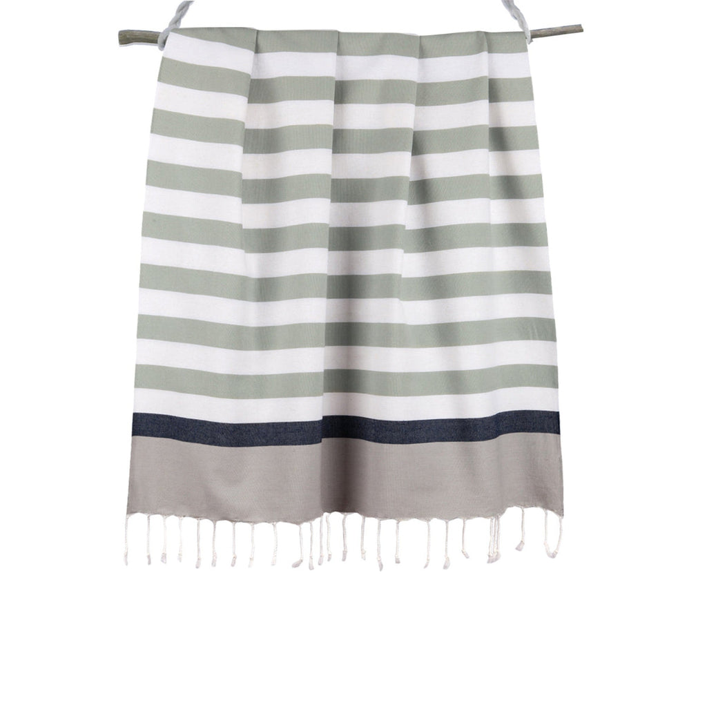 Arcachon - Fouta Tricolore - Eau De Nil/Jean Blue