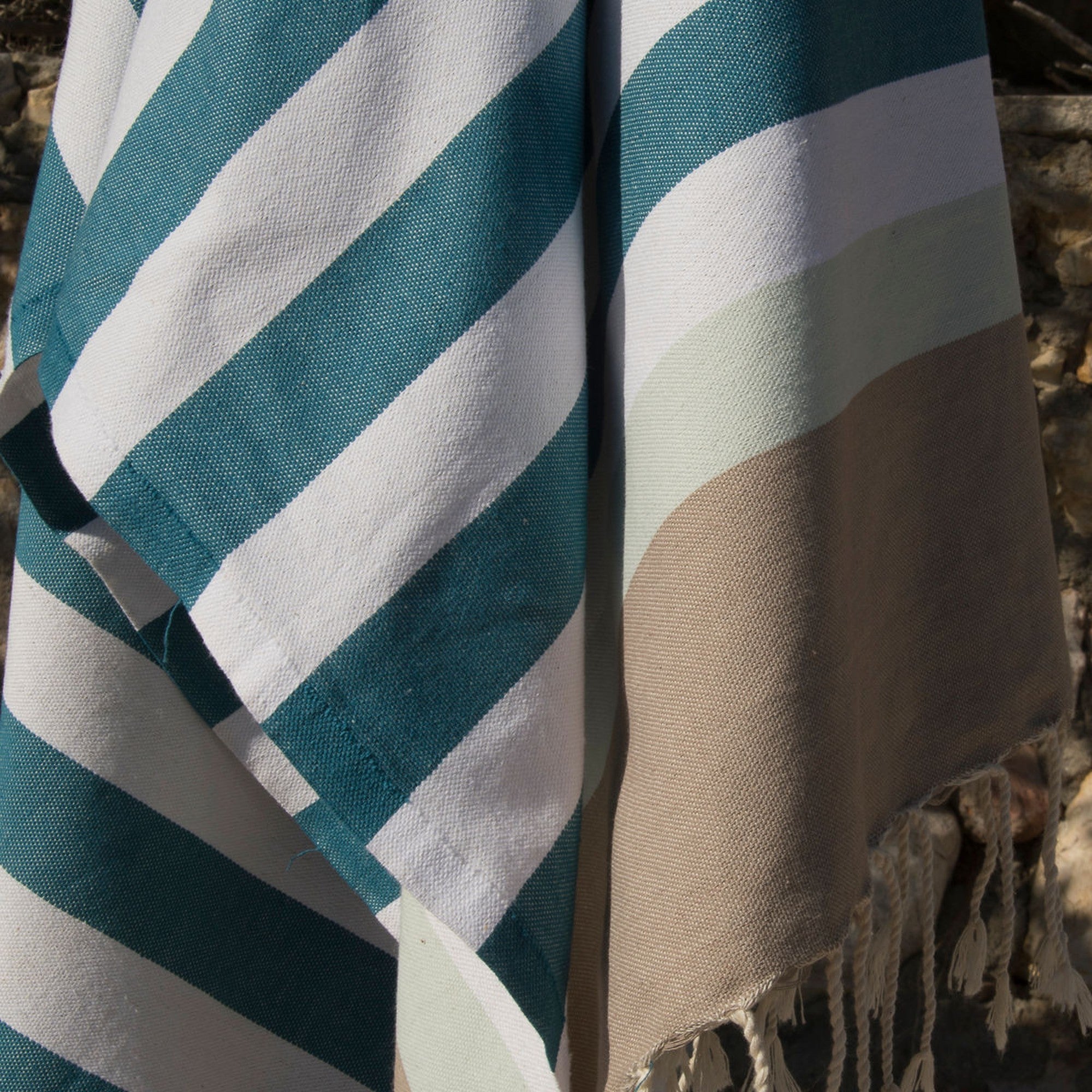 Arcachon - Fouta Tricolor - Verde Pato/Verde Agua