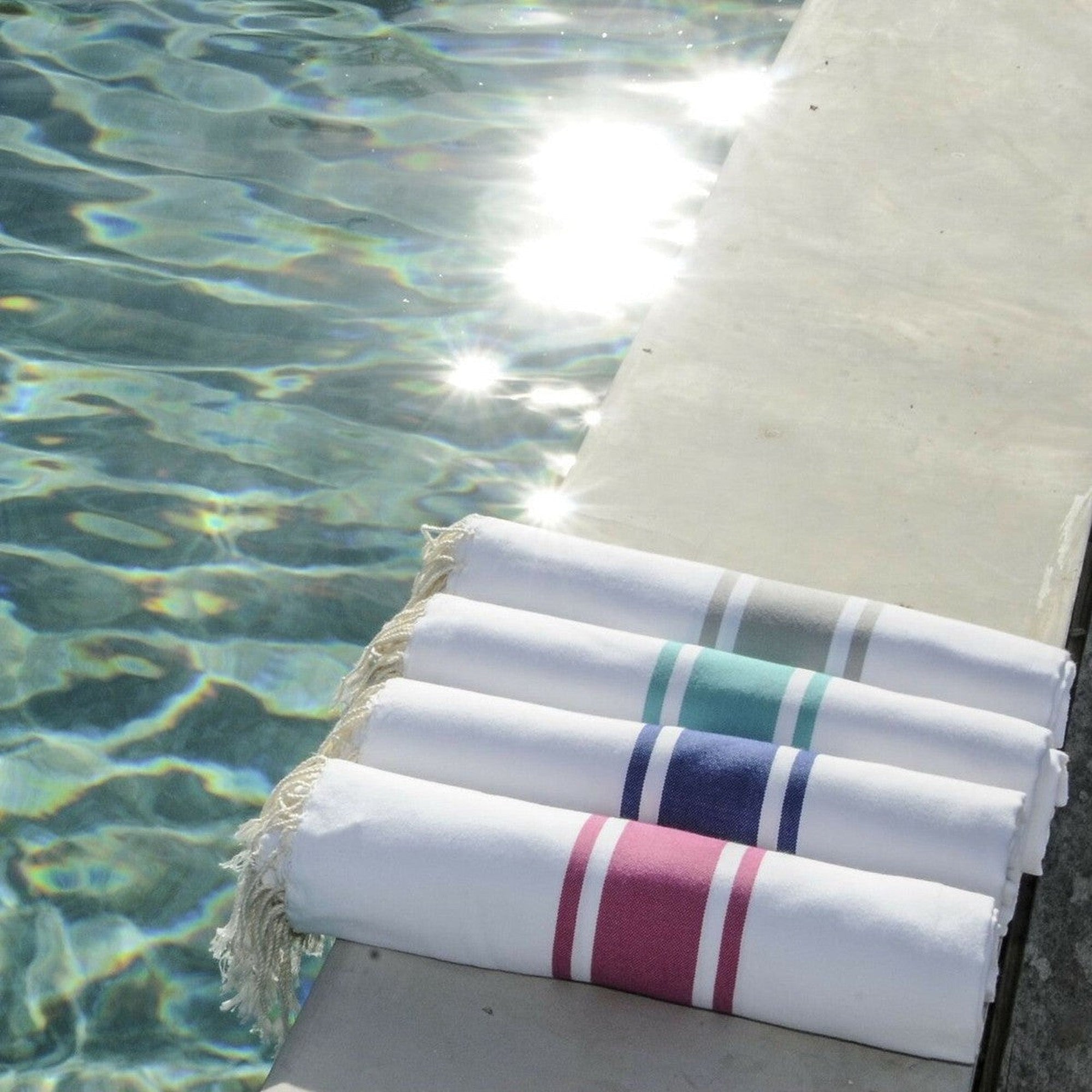 St Tropez - Fouta blanca - Blanco/Gris perla