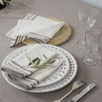 Mahdia - Lot De 4 Serviettes De Table - Blanc/Taupe