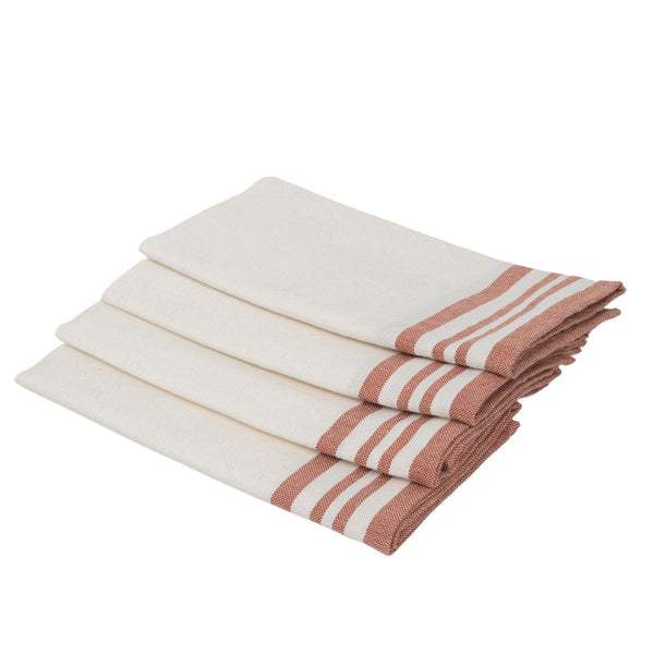 Mahdia - Set of 4 Napkins - White/Tomette Red